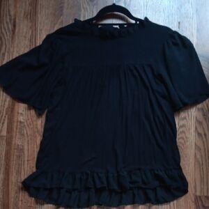 Kim &Cami Elegant Black Ruffle Women's Top